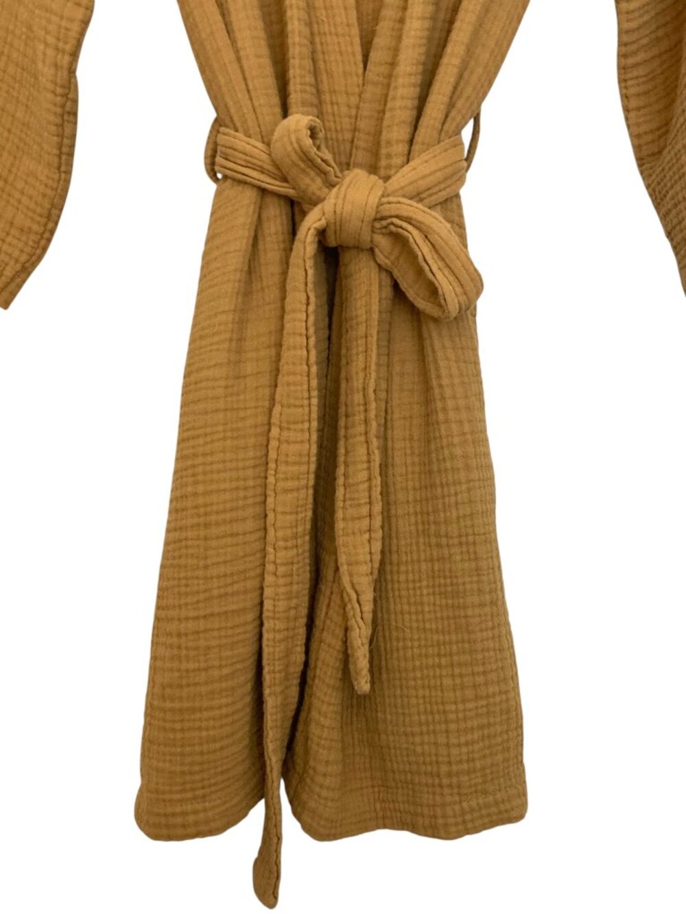 Parachute Cloud Robe Belted Cotton Gauze Knee Length Size S Gold Ochre - Picture 6 of 10